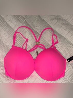 Victoria's Secret Hot Pink Strappy Bikini Top size 36DD